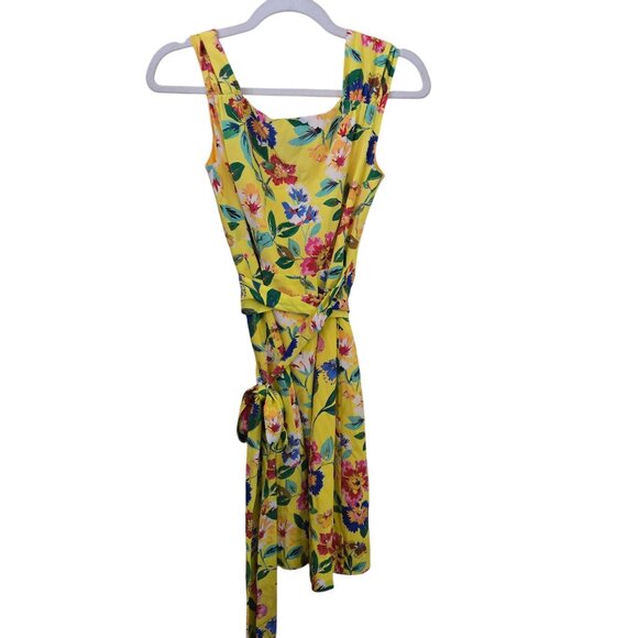 Kate Spade New York Cathleen Print Yellow Silk Wrap Dress Full Bloom Size 4 - Picture 3 of 10